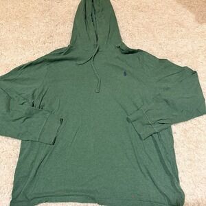 Polo Ralph Lauren Men's Green Heather Solid Jersey Hooded Long Sleeve  Large P